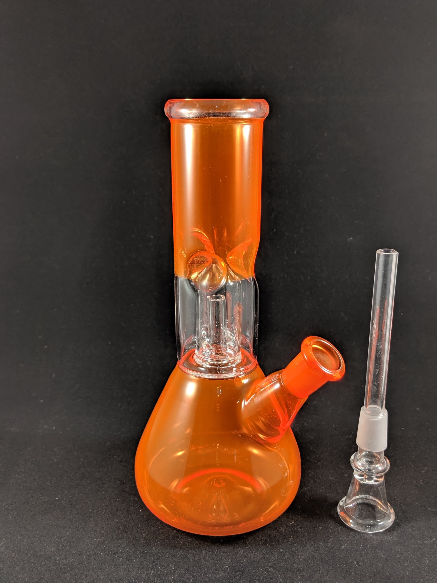 8" Glass Water Pipe Bong Orange + 5 FREE Screen