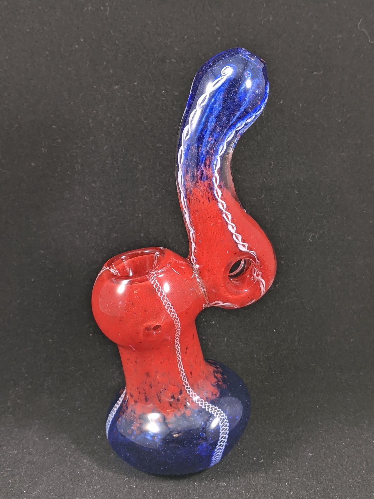 6.5" Glass Bubbler Blue/Red