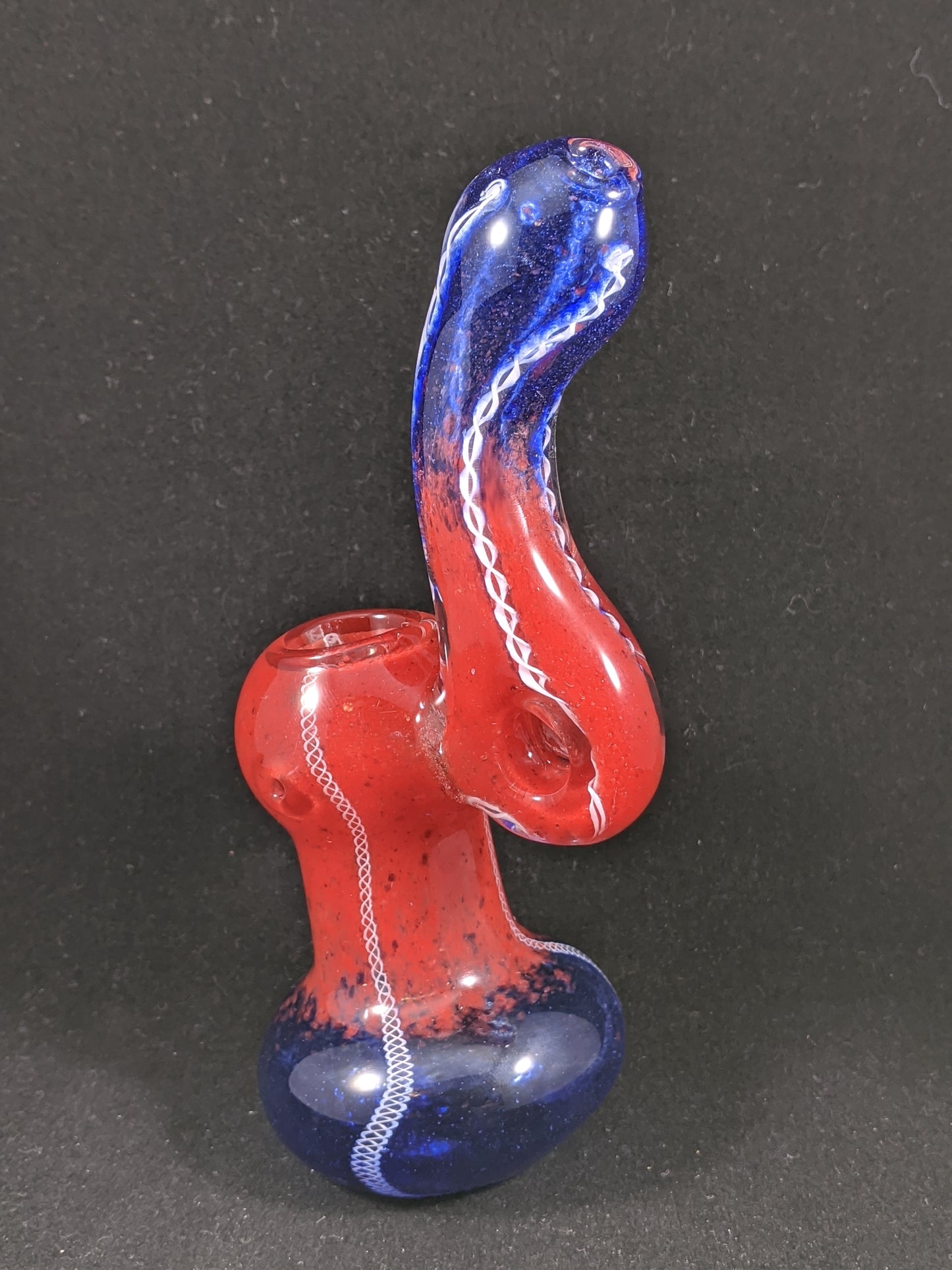 6.5" Glass Bubbler Blue/Red
