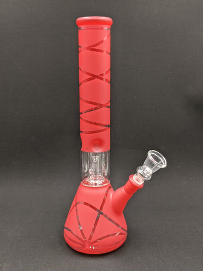 12" Glass Water Pipe Bong Swirl Red w/ Perc + 5 FREE Screens