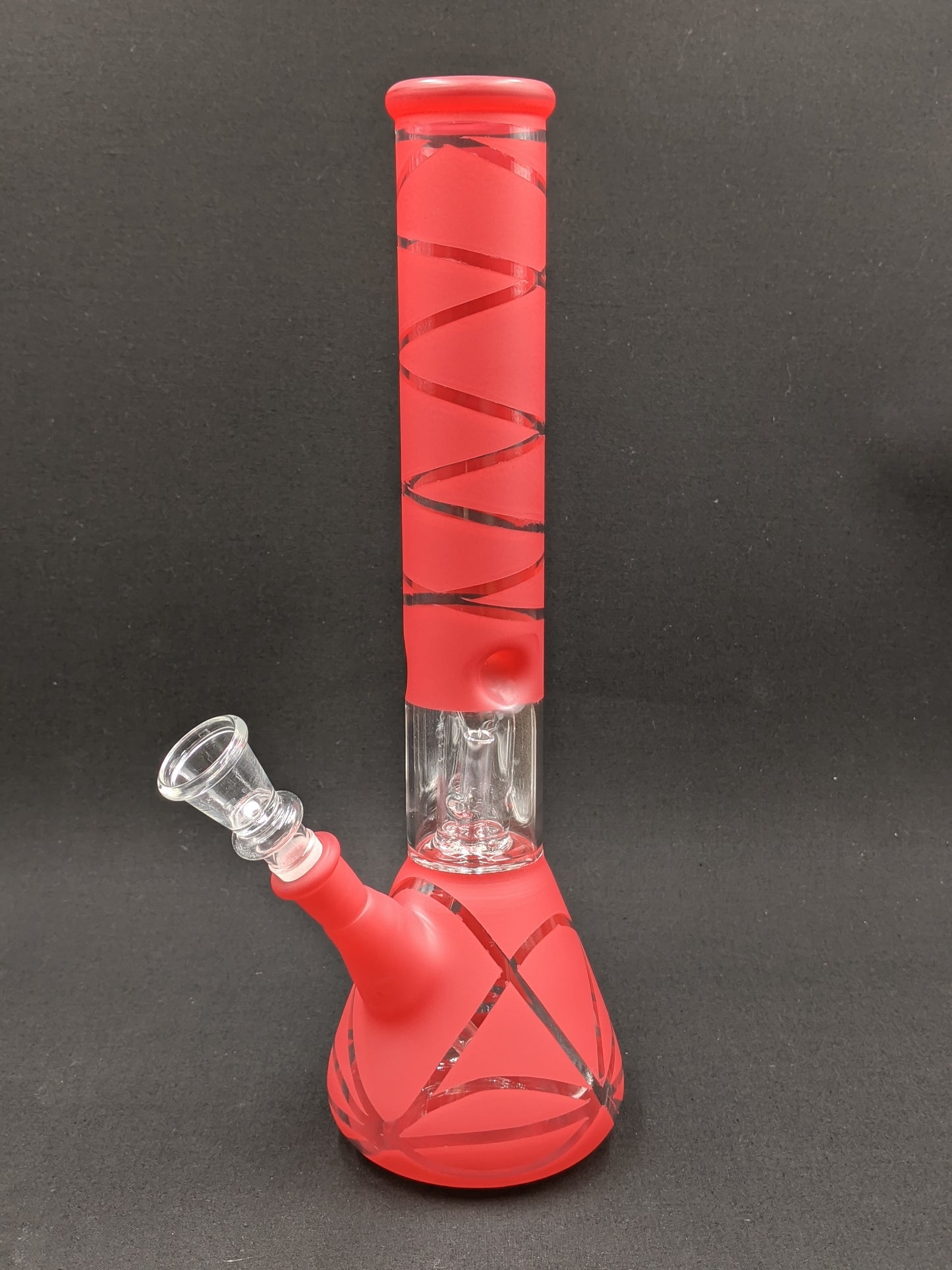 12" Glass Water Pipe Bong Swirl Red w/ Perc + 5 FREE Screens