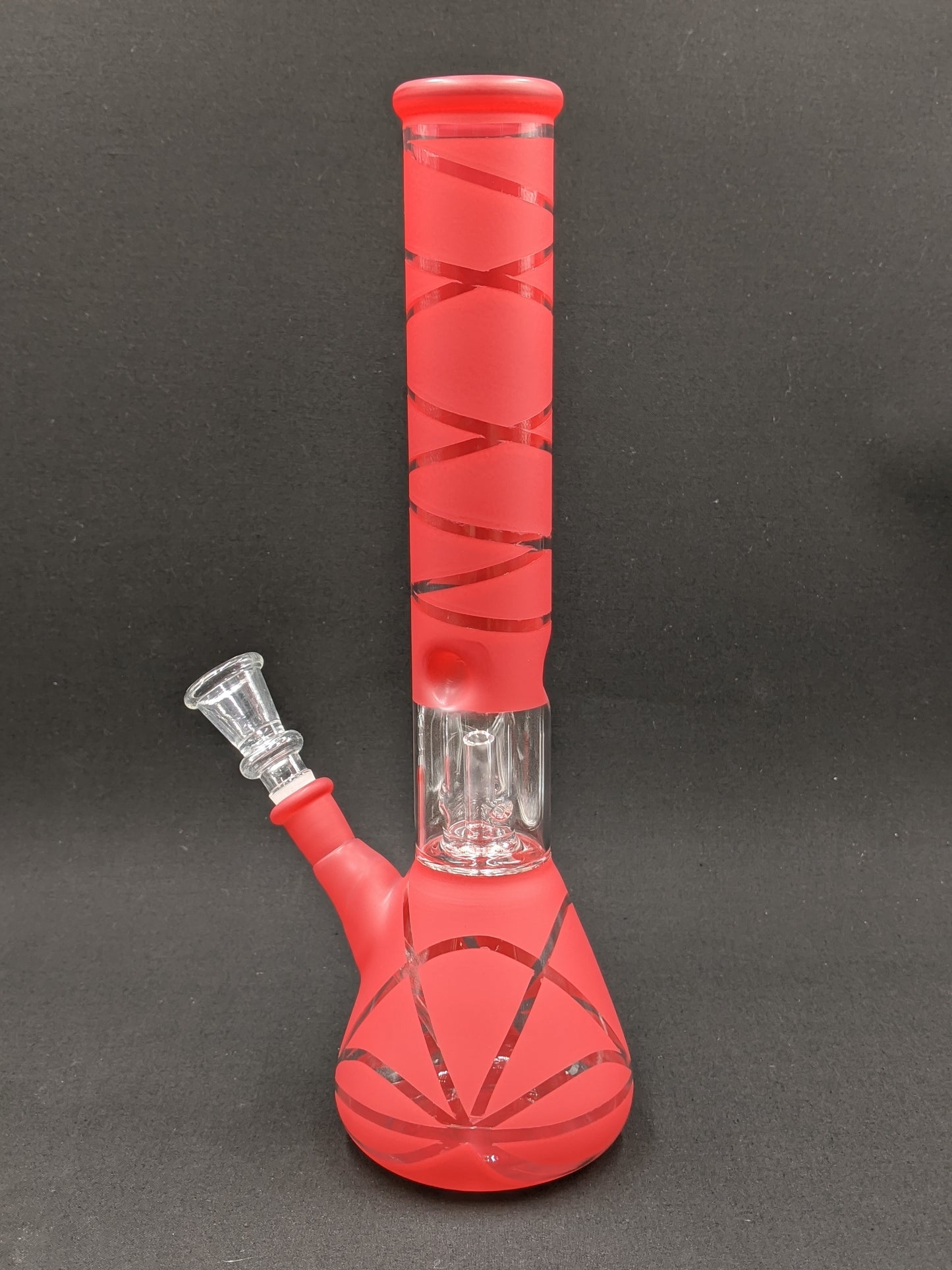 12" Glass Water Pipe Bong Swirl Red w/ Perc + 5 FREE Screens