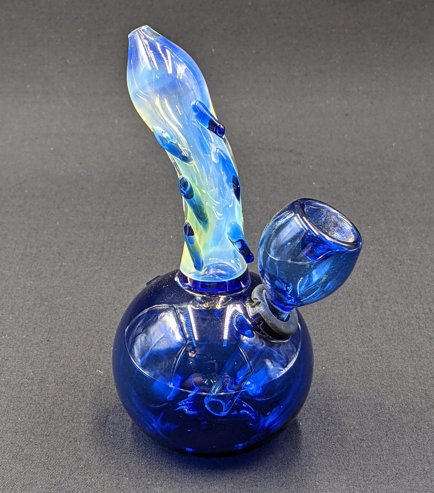 5" Glass Water Pipe Bong Round Blue