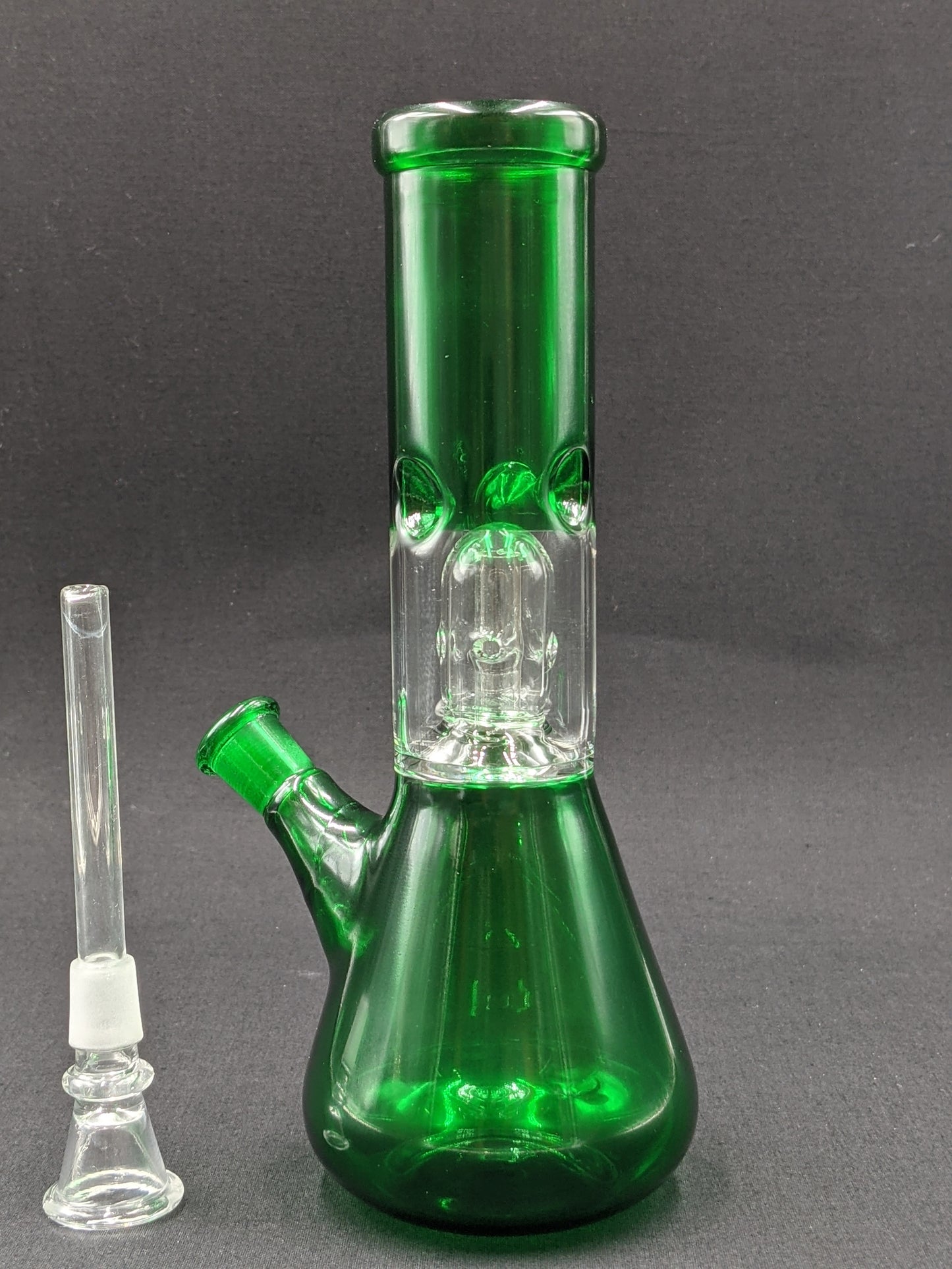 8" Glass Water Pipe Bong Green + 5 FREE Screens
