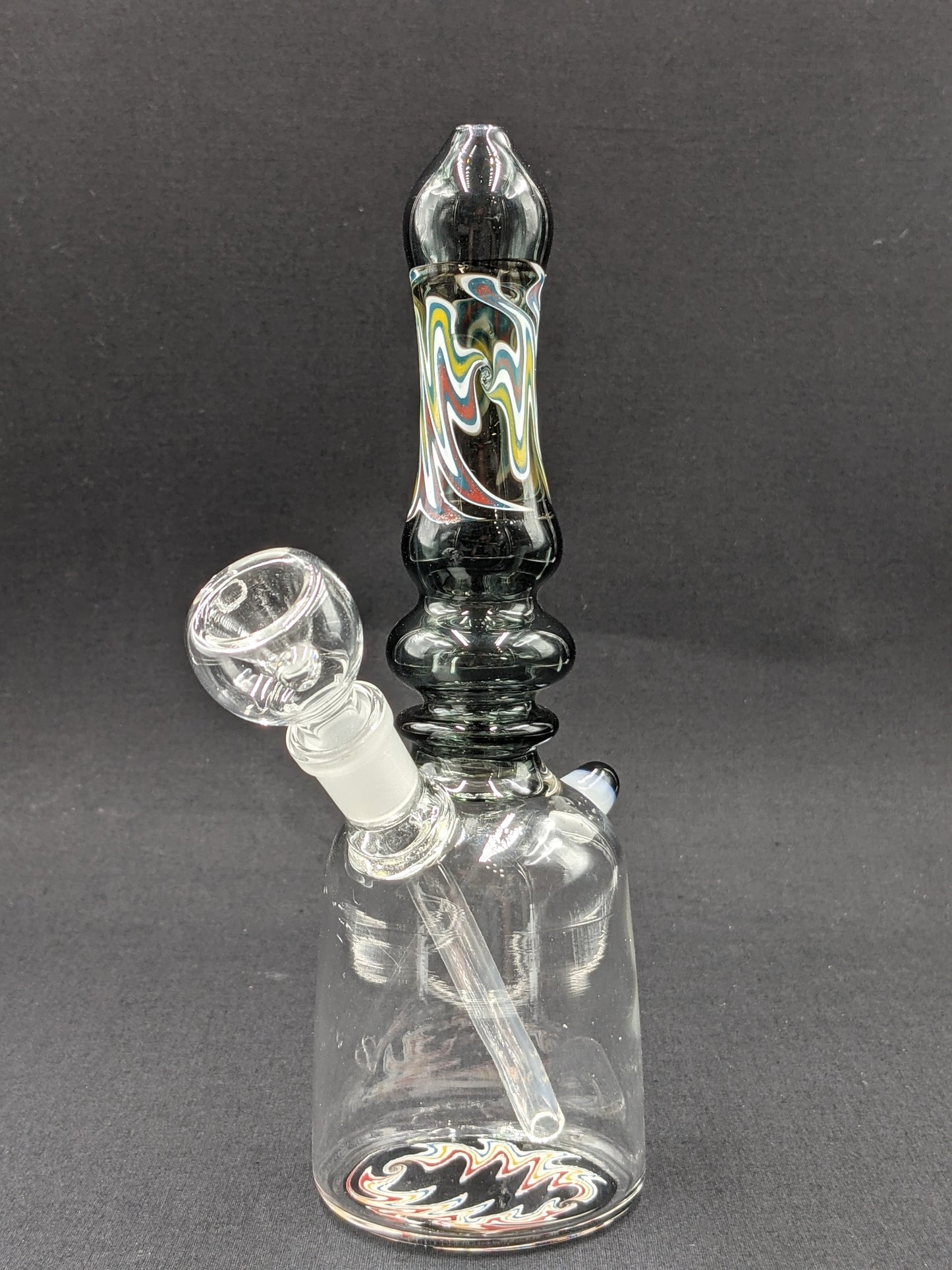 8" Glass Water Pipe Bong Black Painted Swirls