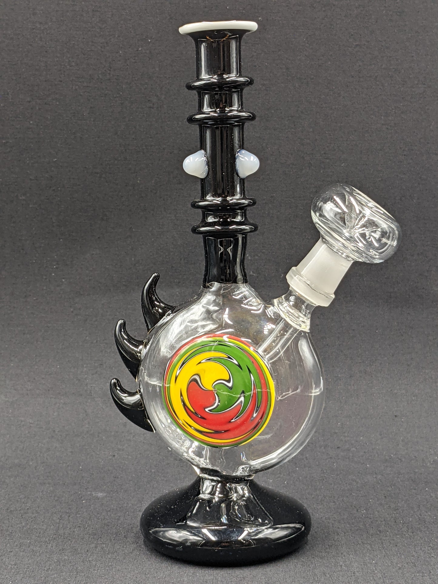 8" Glass Water Pipe Bong Black Spikes with Painted Center