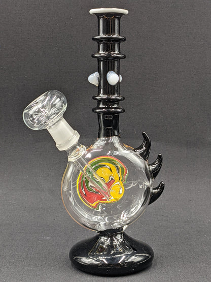 8" Glass Water Pipe Bong Black Spikes with Painted Center