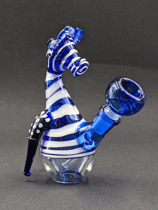 5.5" Glass Water Pipe Bong Zebra Blue