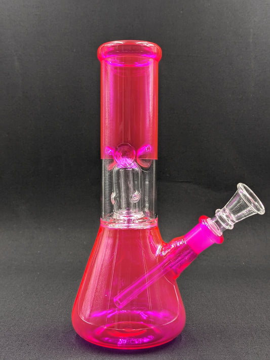 8" Glass Water Pipe Bong Pink + 5 FREE Screens