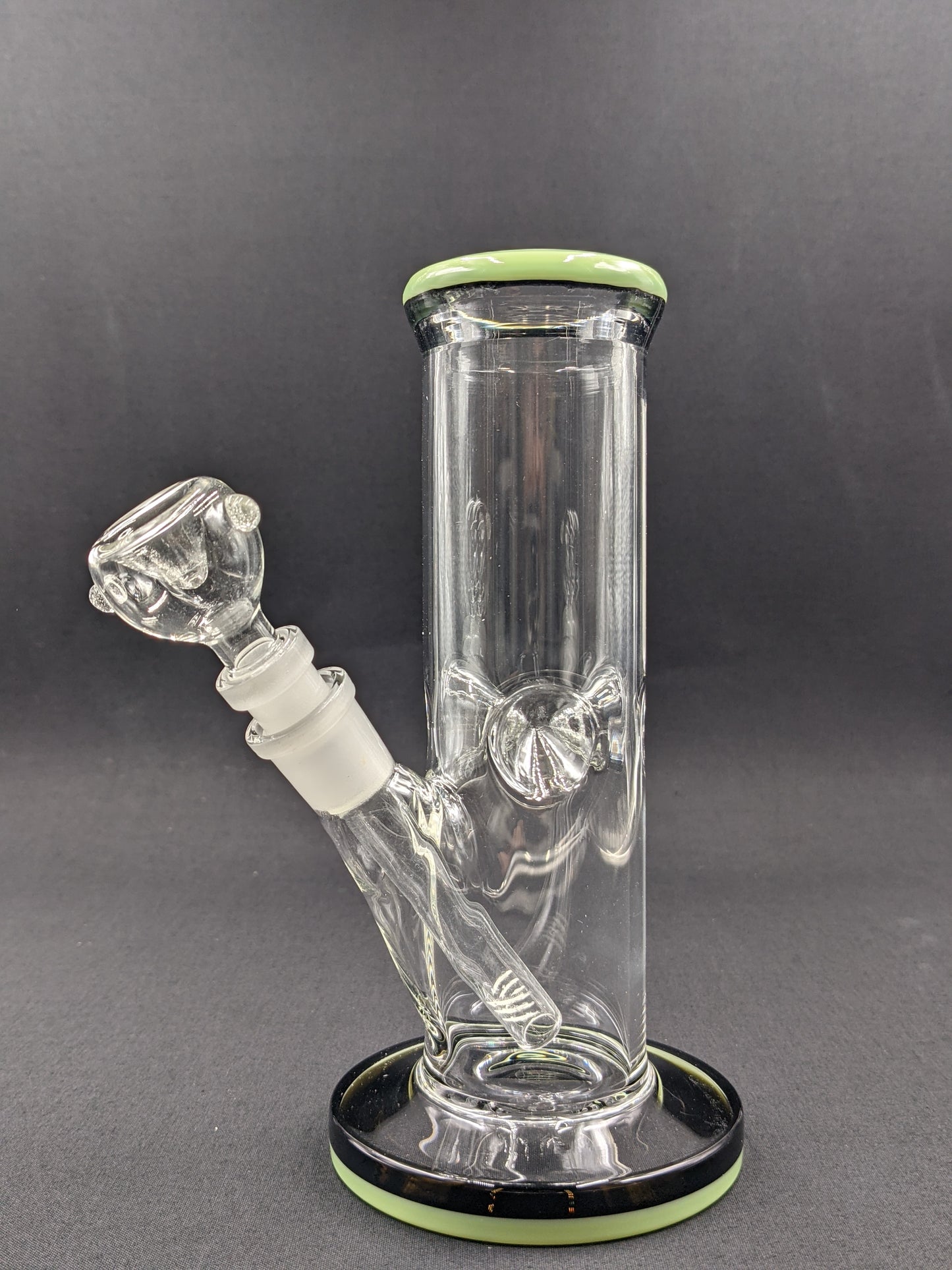8" Glass Water Pipe Bong Thick Cylinder w/ 6 Cut Downstem  GR