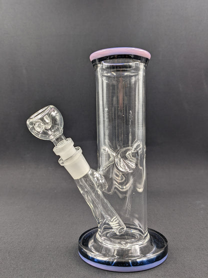 8" Glass Water Pipe Bong Thick Cylinder w/ 6 Cut Downstem  PK