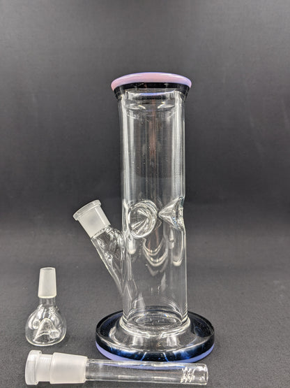 8" Glass Water Pipe Bong Thick Cylinder w/ 6 Cut Downstem  PK