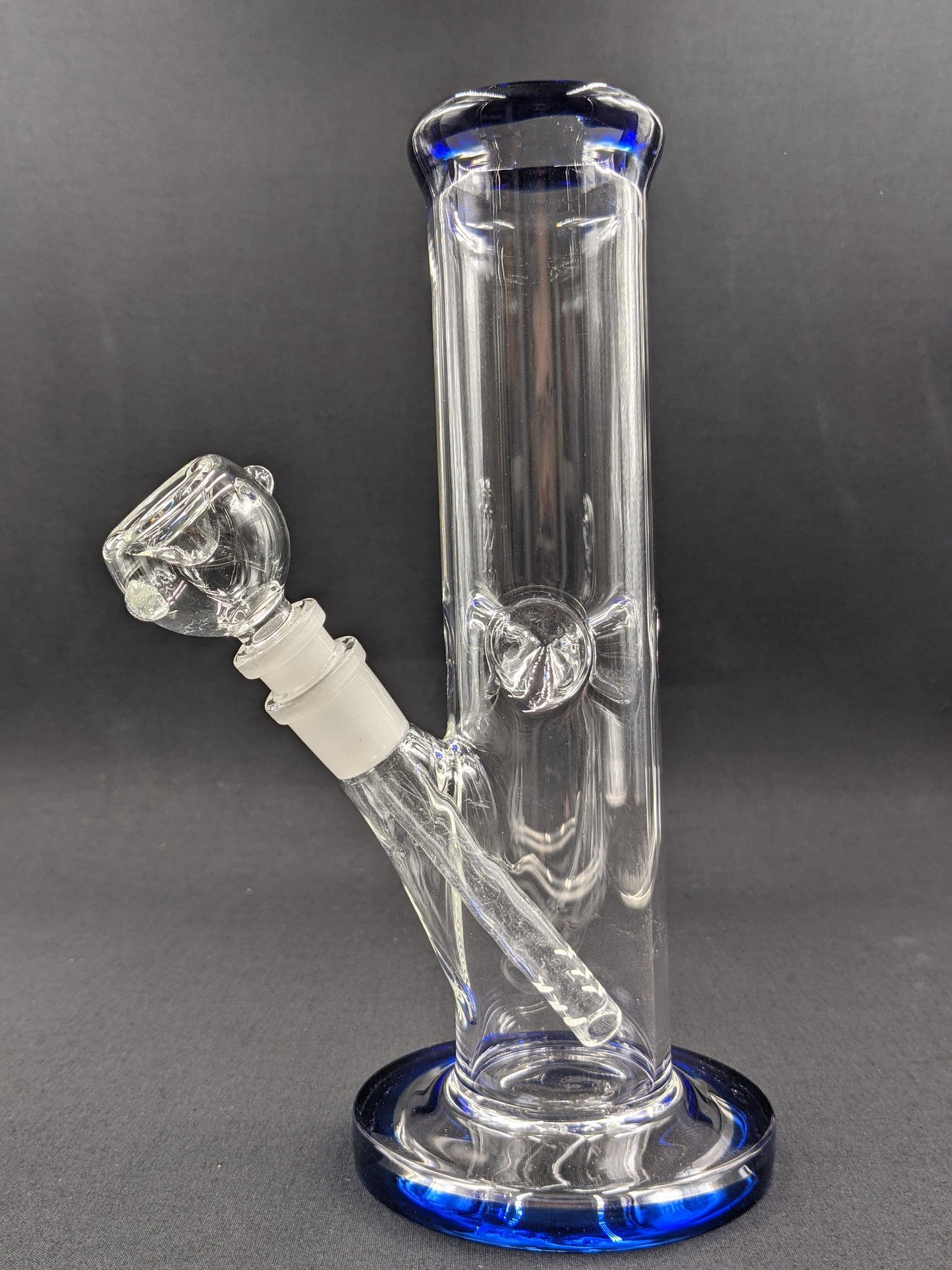 10" Glass Water Pipe Bong Thick Cylinder w/ 6 Cut Downstem  BL