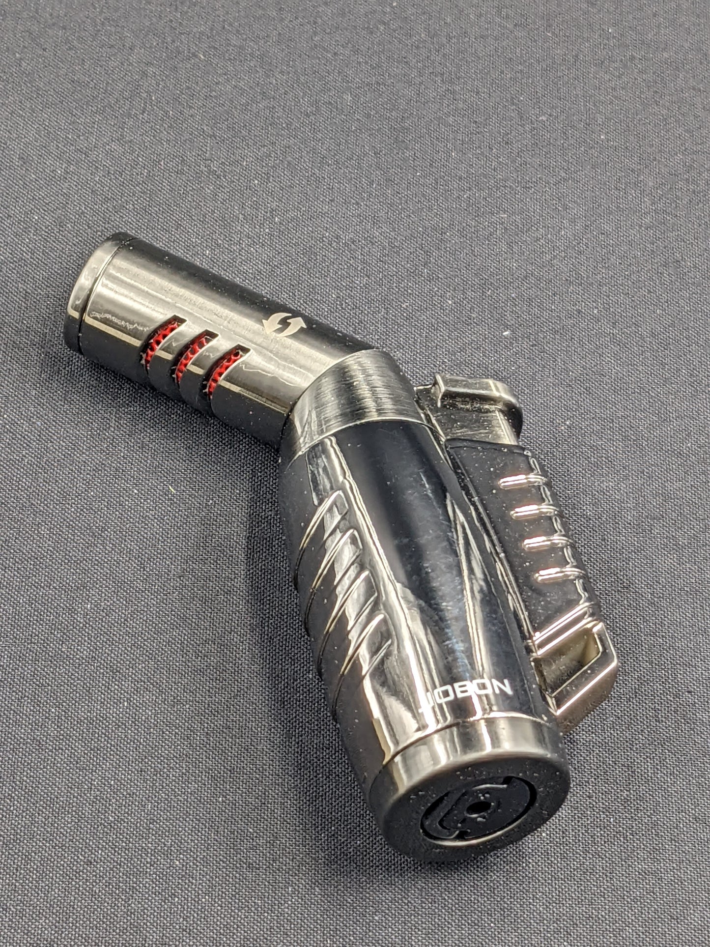 Jobon 3 Jet Torch Butane Lighter with Adjustable Nozzle - Silver