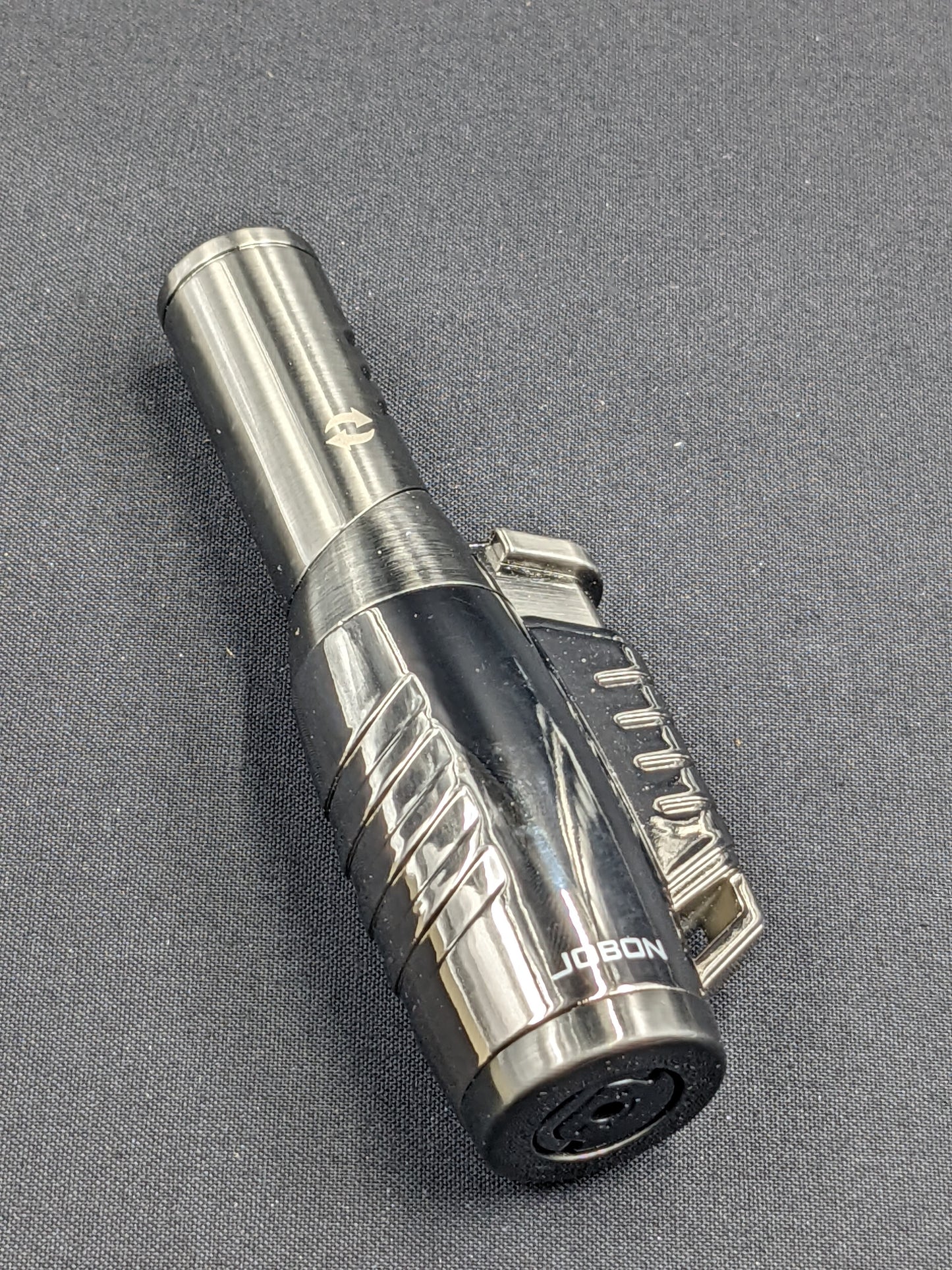 Jobon 3 Jet Torch Butane Lighter with Adjustable Nozzle - Silver