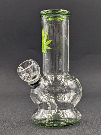 5" Glass Water Pipe Bong Leaf Green