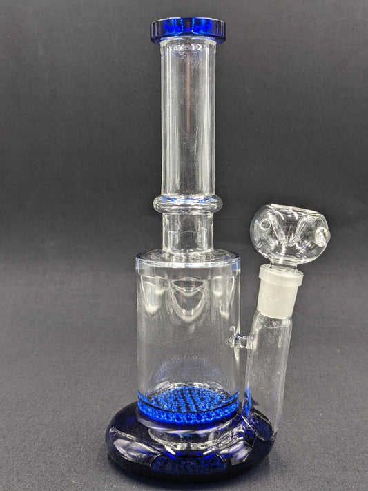 8" Glass Water Pipe Bong Thick Honeycomb Percs  BL