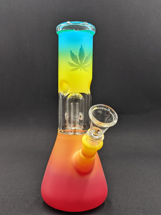 8" Glass Water Pipe Bong Leaf BL Top + 5 FREE Screens