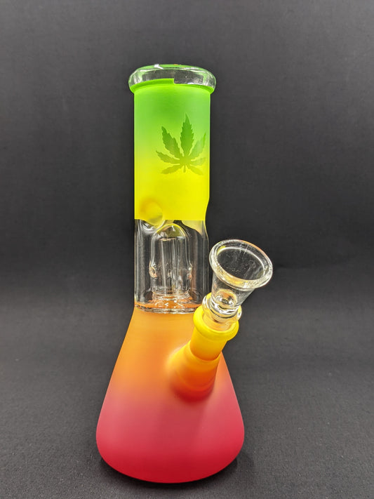 8" Glass Water Pipe Bong Leaf GR Top + 5 FREE Screens