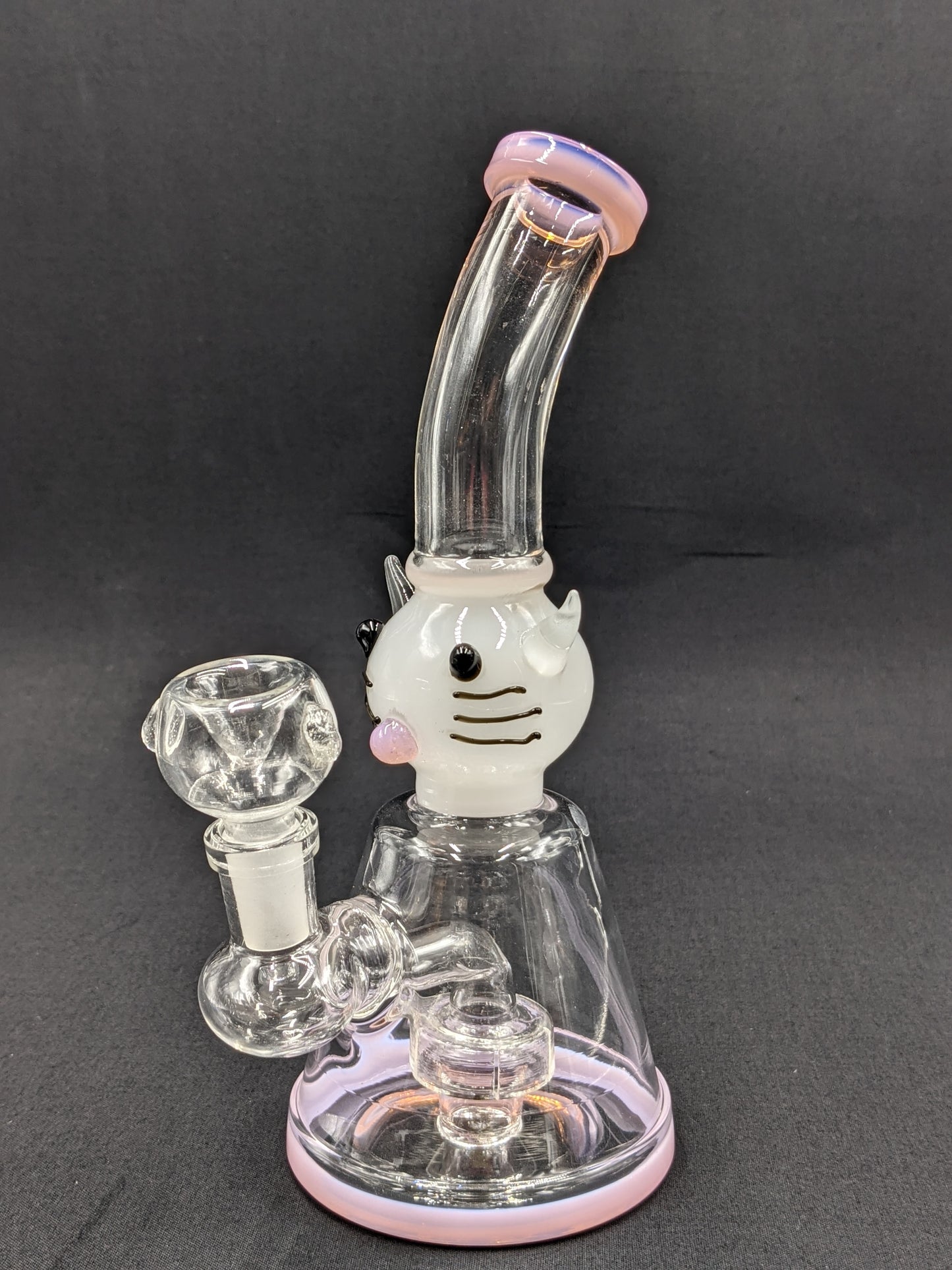 8.5" Glass Water Pipe Bong Bent Neck Wheel Percolator Kitty PK