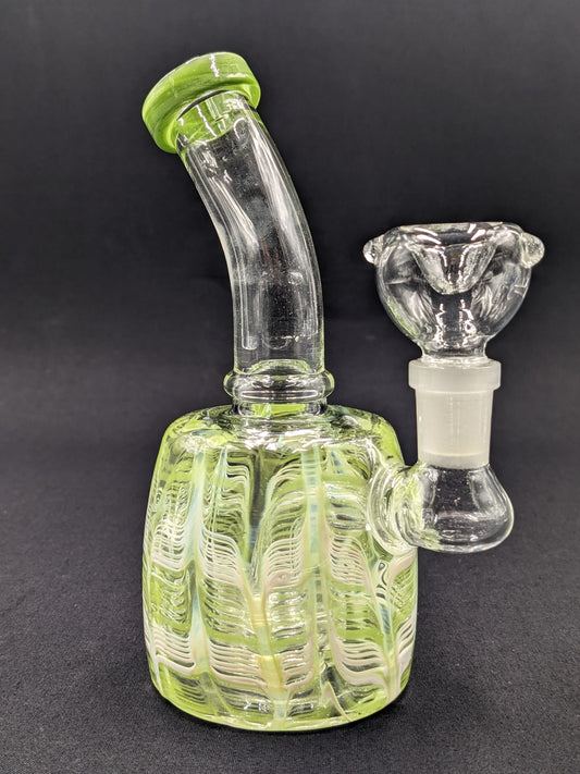 6" Glass Water Pipe Bong Bent Neck Perc Green Swirl