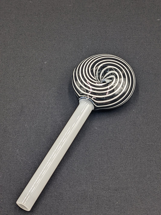 6" Glass Spoon Lollipop Swirl Black