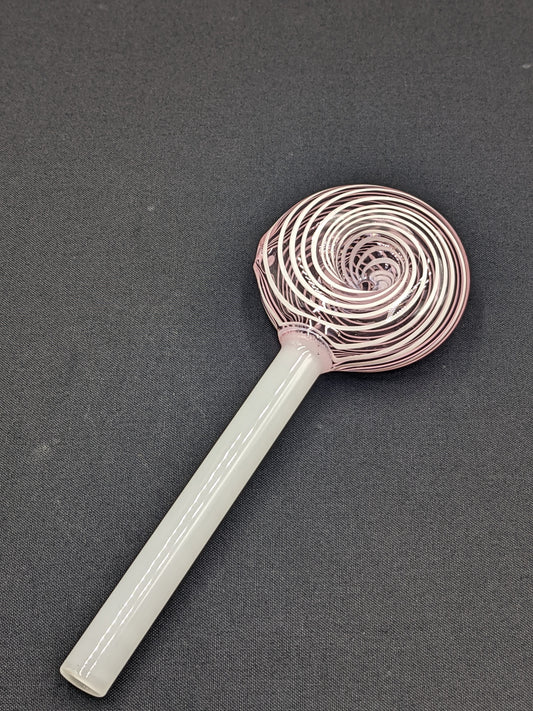 6" Glass Spoon Lollipop Swirl Pink