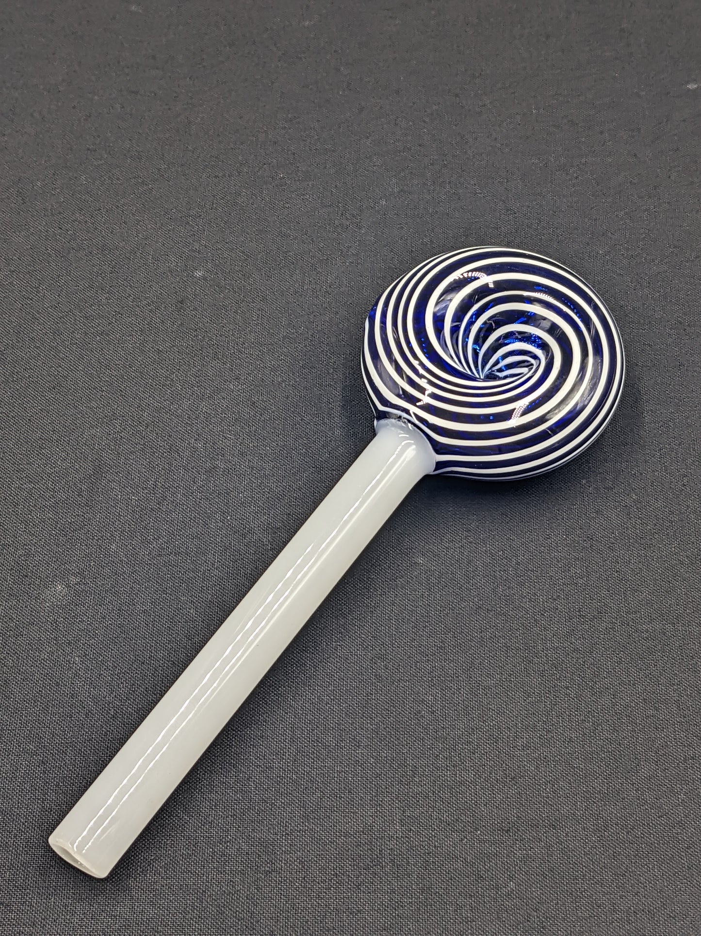 6" Glass Spoon Lollipop Swirl Blue