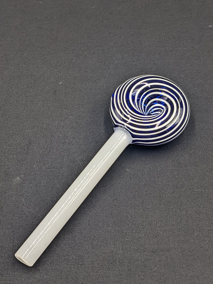 6" Glass Spoon Lollipop Swirl Blue