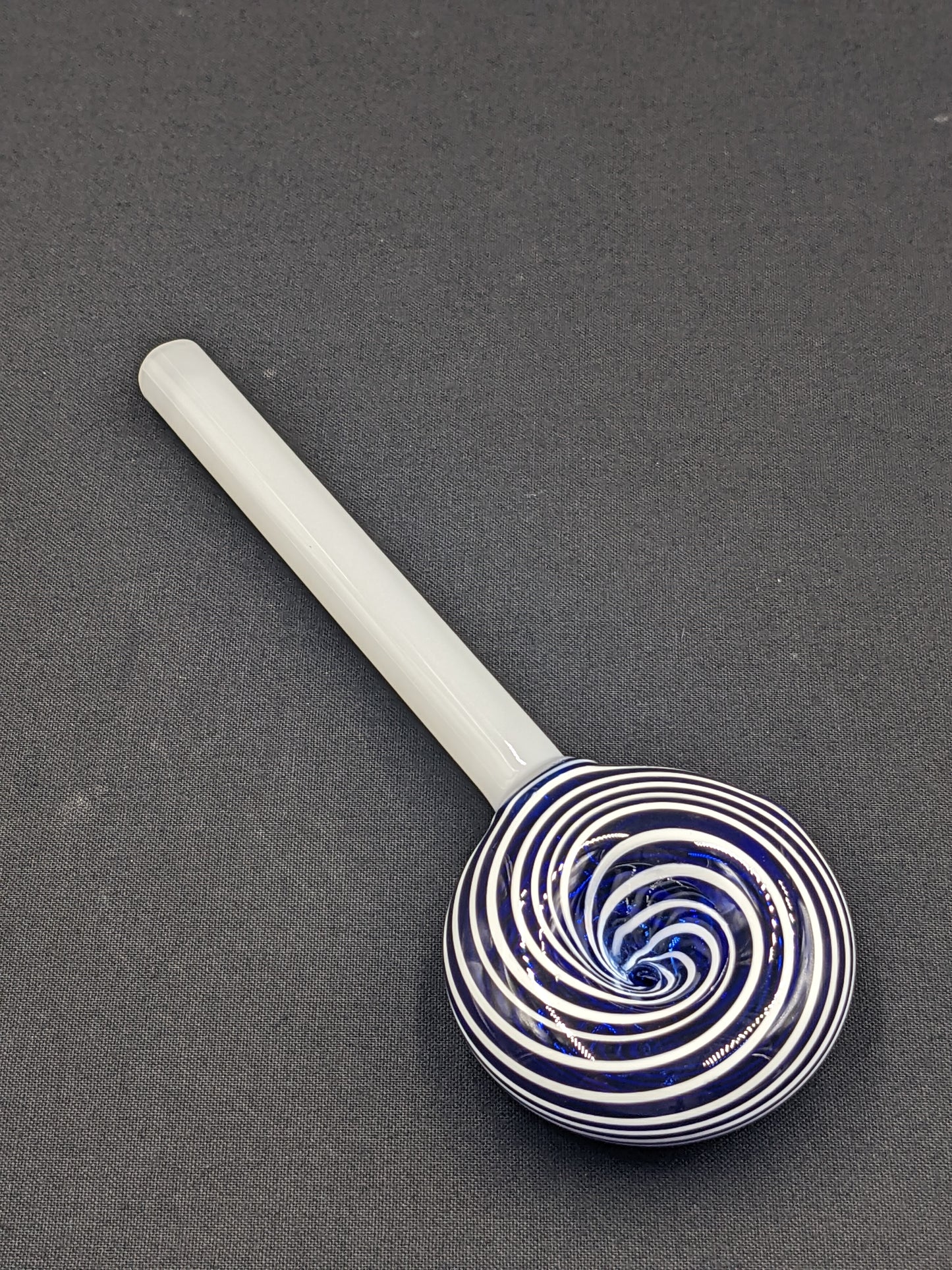 6" Glass Spoon Lollipop Swirl Blue