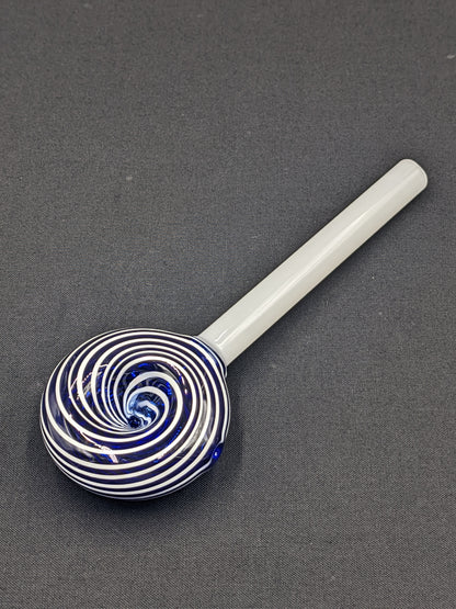 6" Glass Spoon Lollipop Swirl Blue