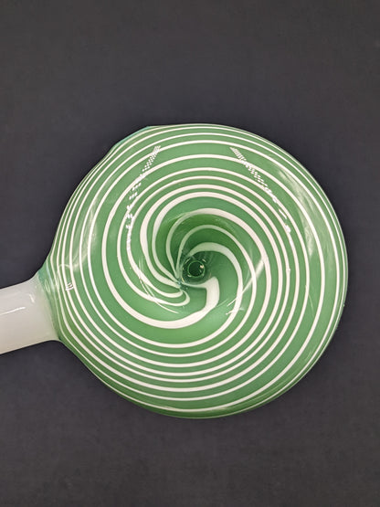 6" Glass Spoon Lollipop Swirl Green 02