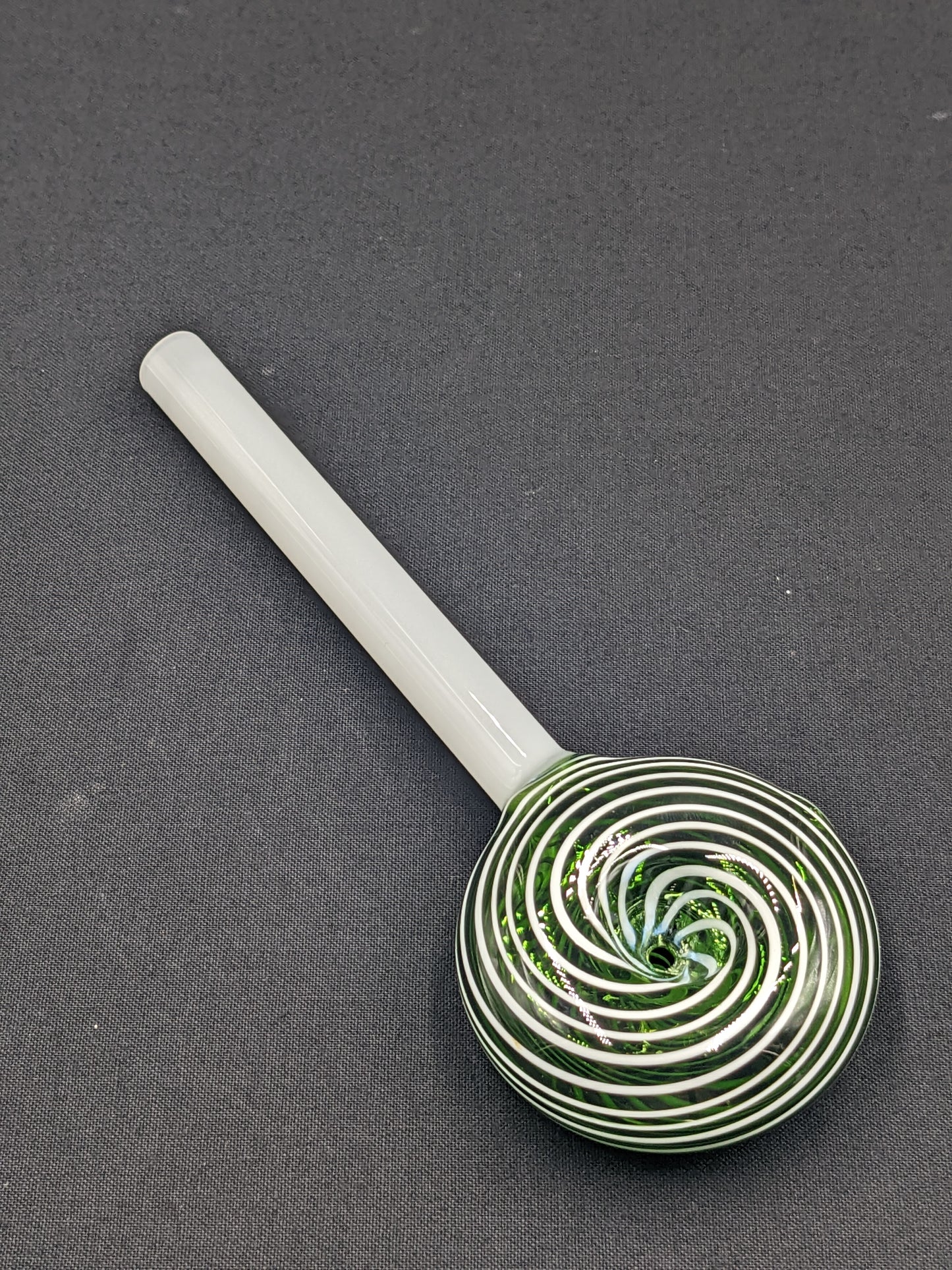 6" Glass Spoon Lollipop Swirl Green 01