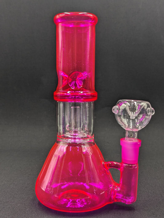 8" Glass Water Pipe Bong SL Pink + 5 FREE Screens