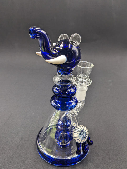 8" Glass Water Pipe Bong Elephant Blue