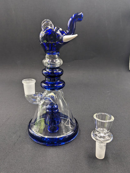 8" Glass Water Pipe Bong Elephant Blue