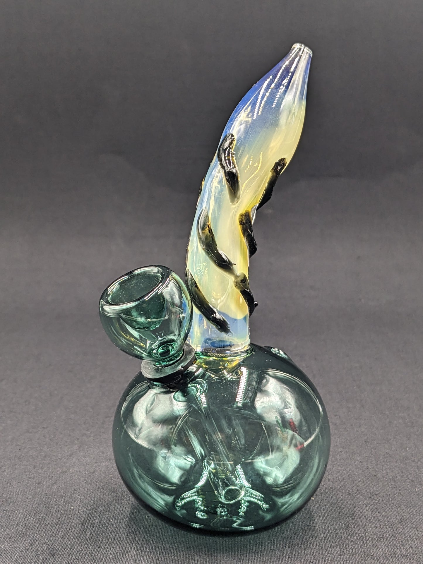 5" Glass Water Pipe Bong Round Teal