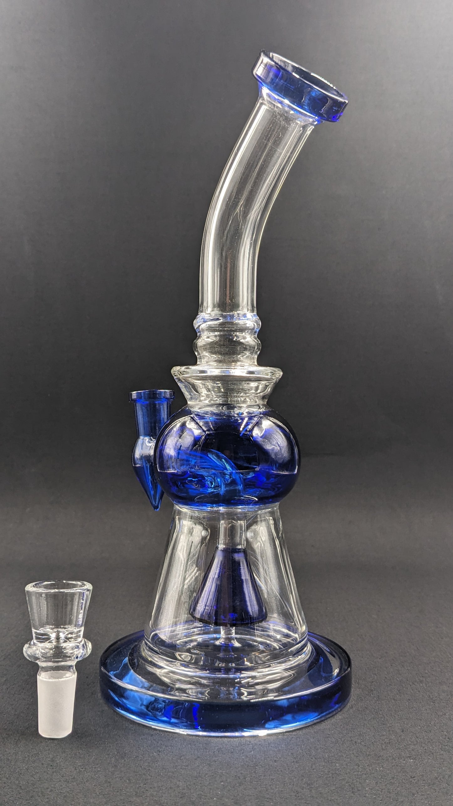 10.5" Glass Water Pipe Bong Thick Bent Neck Blue 33