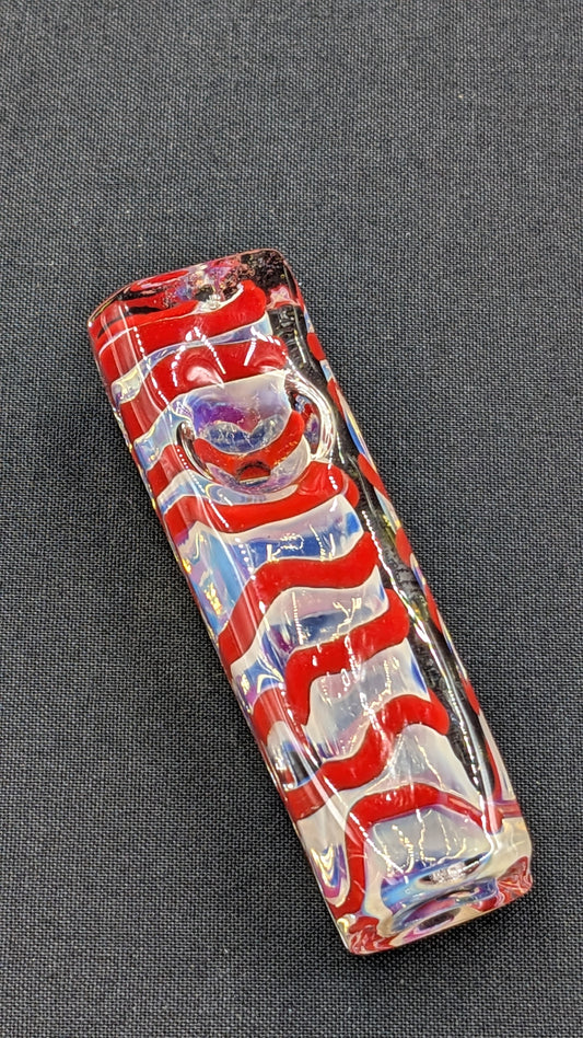 3" Glass Spoon Heavy Rectangle Swirl Red