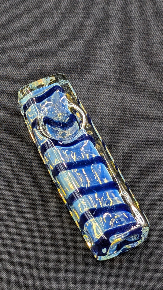 3" Glass Spoon Heavy Rectangle Swirl Blue