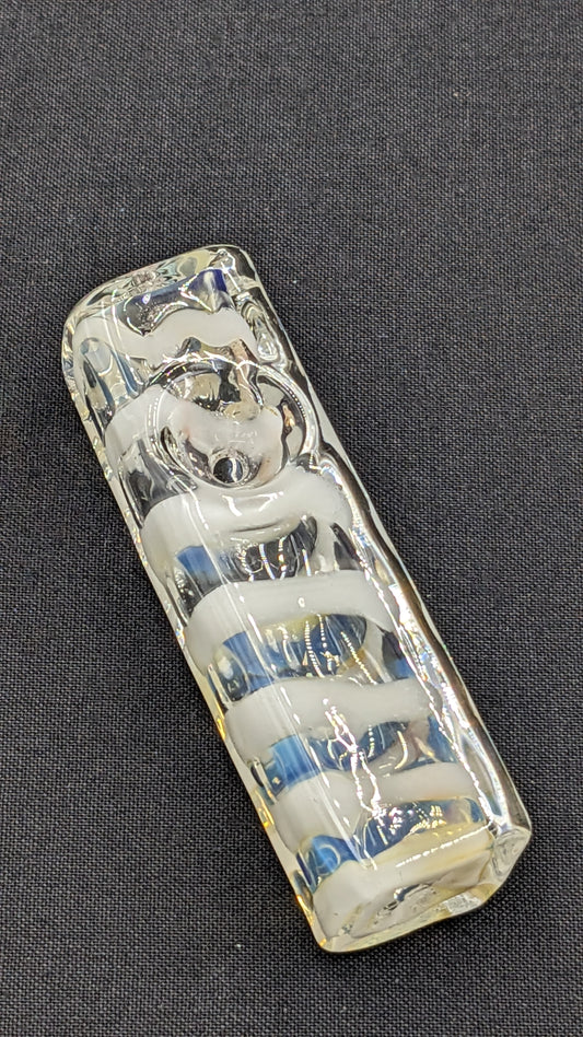 3" Glass Spoon Heavy Rectangle Swirl White