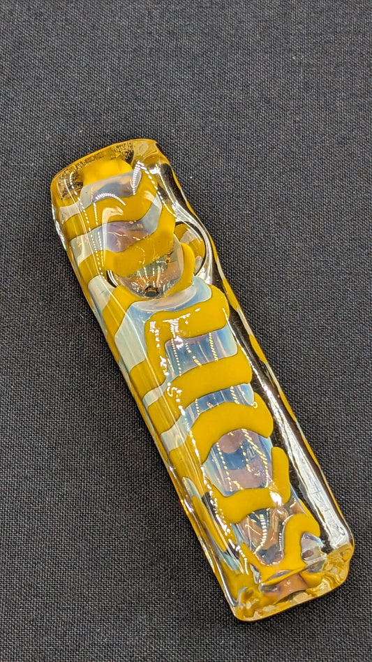 3" Glass Spoon Heavy Rectangle Swirl Yellow