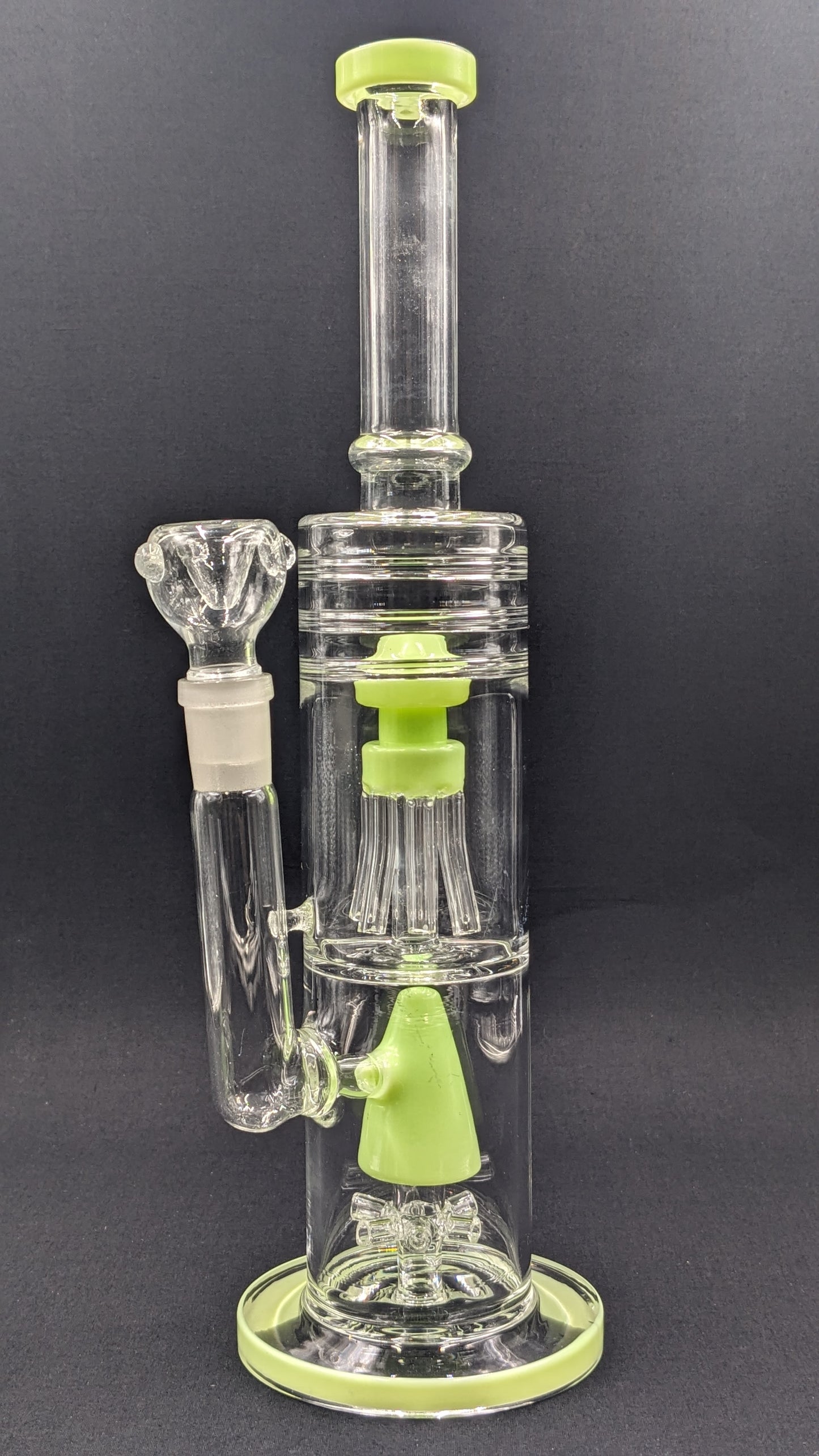 14" Glass Water Pipe Bong Dual Perc Chambers Green