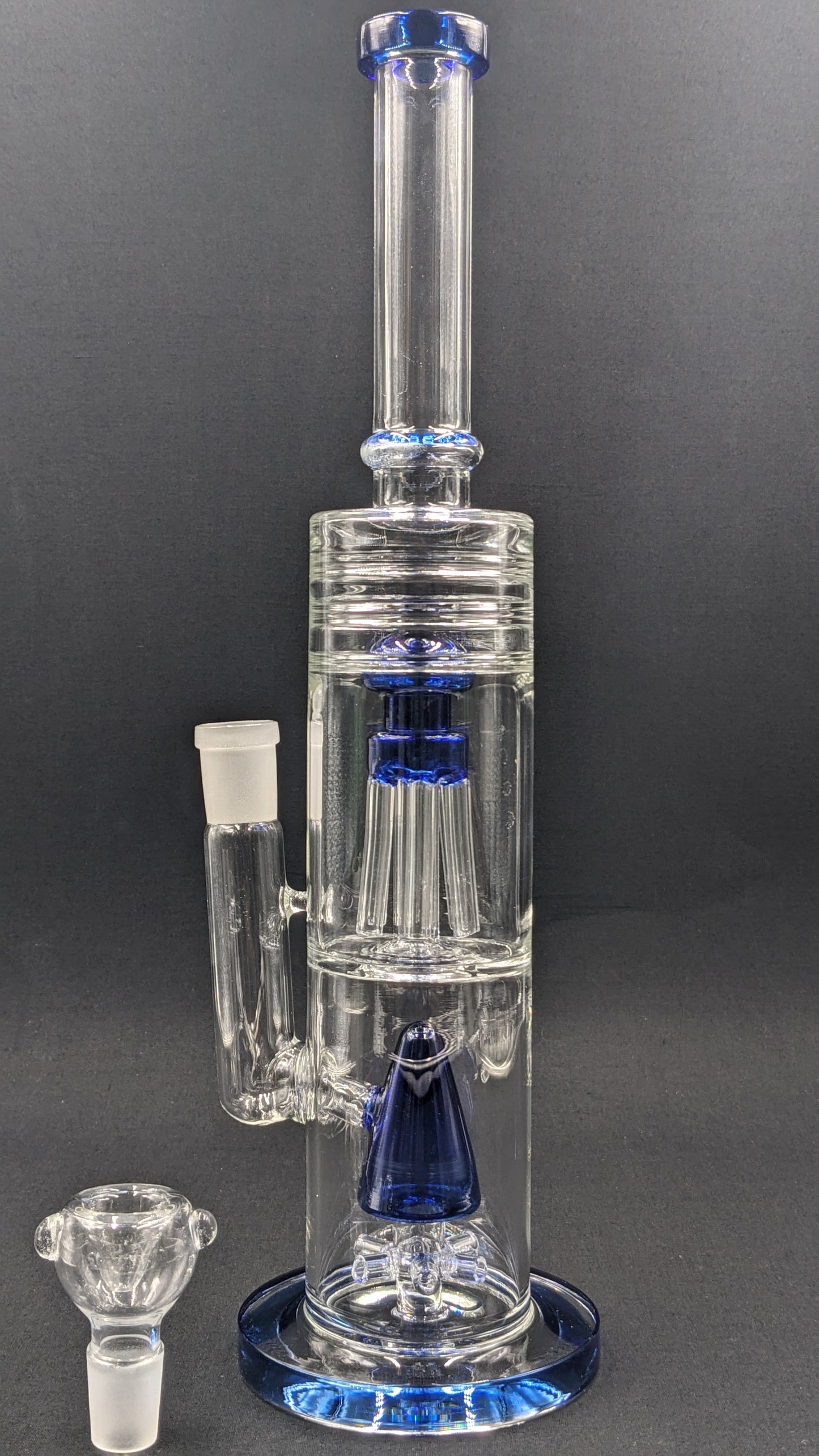 14" Glass Water Pipe Bong Dual Perc Chambers Blue