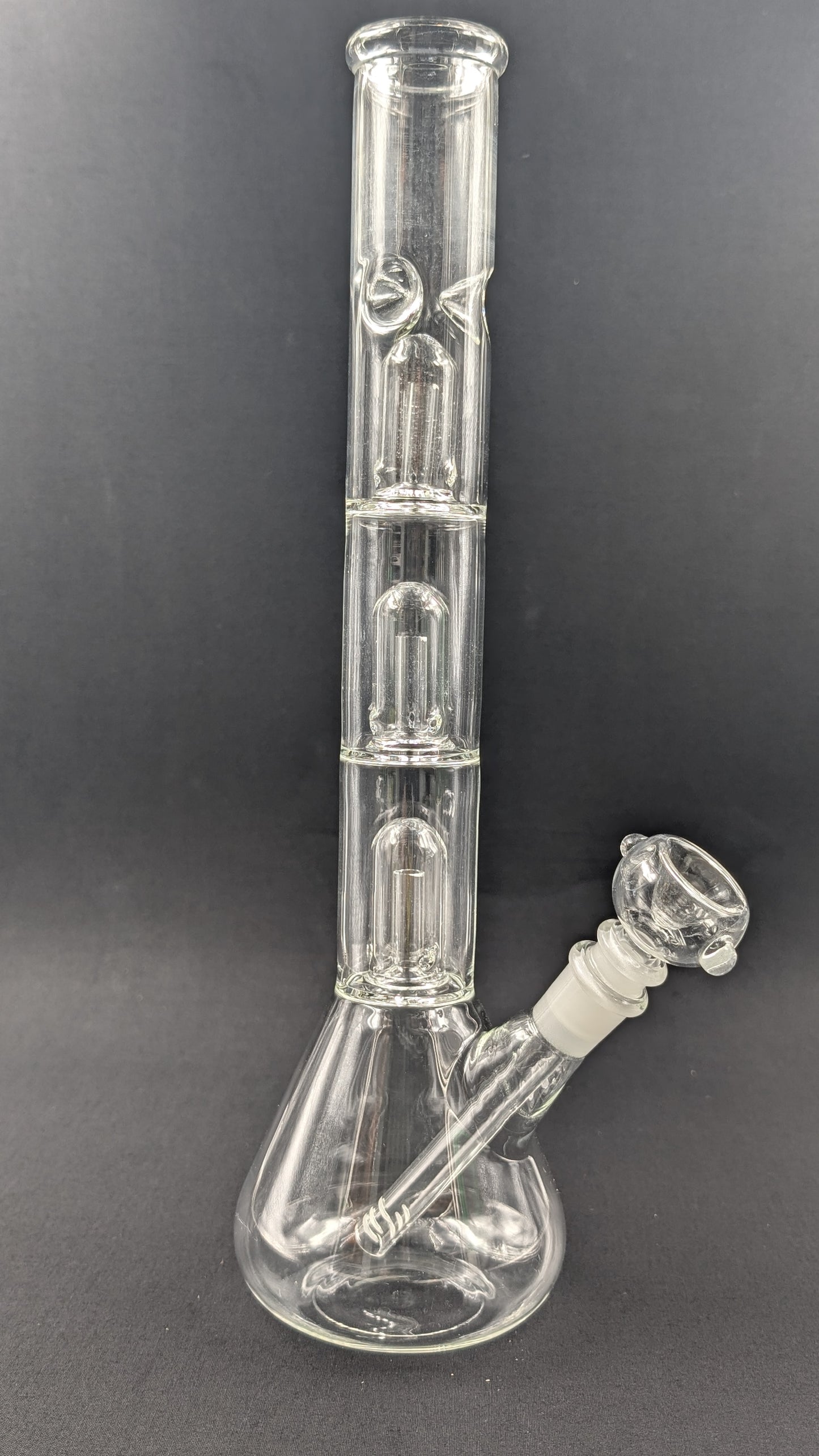 14" Glass Water Pipe Bong Clear Triple Perc + 5 FREE Screens