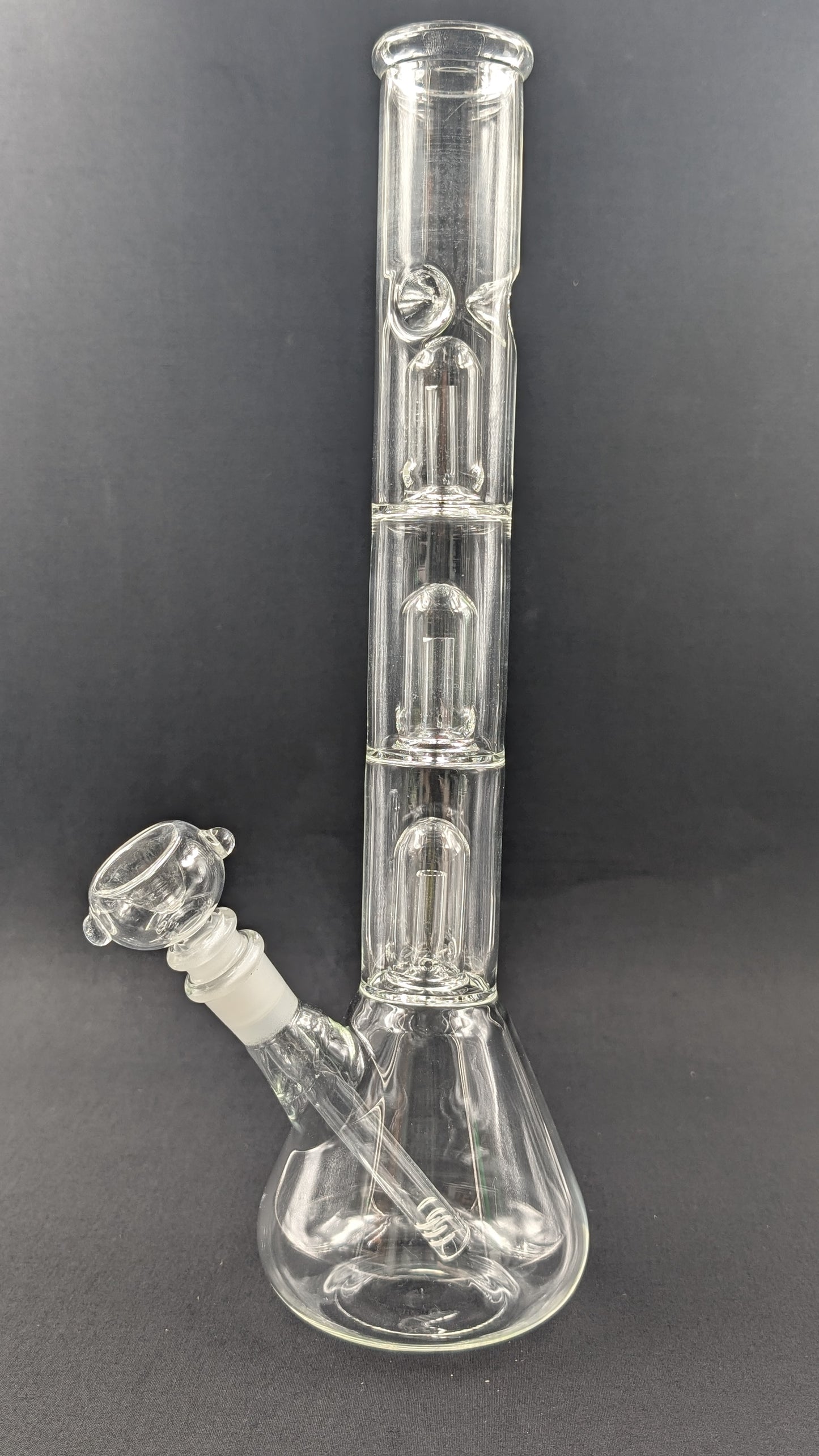 14" Glass Water Pipe Bong Clear Triple Perc + 5 FREE Screens