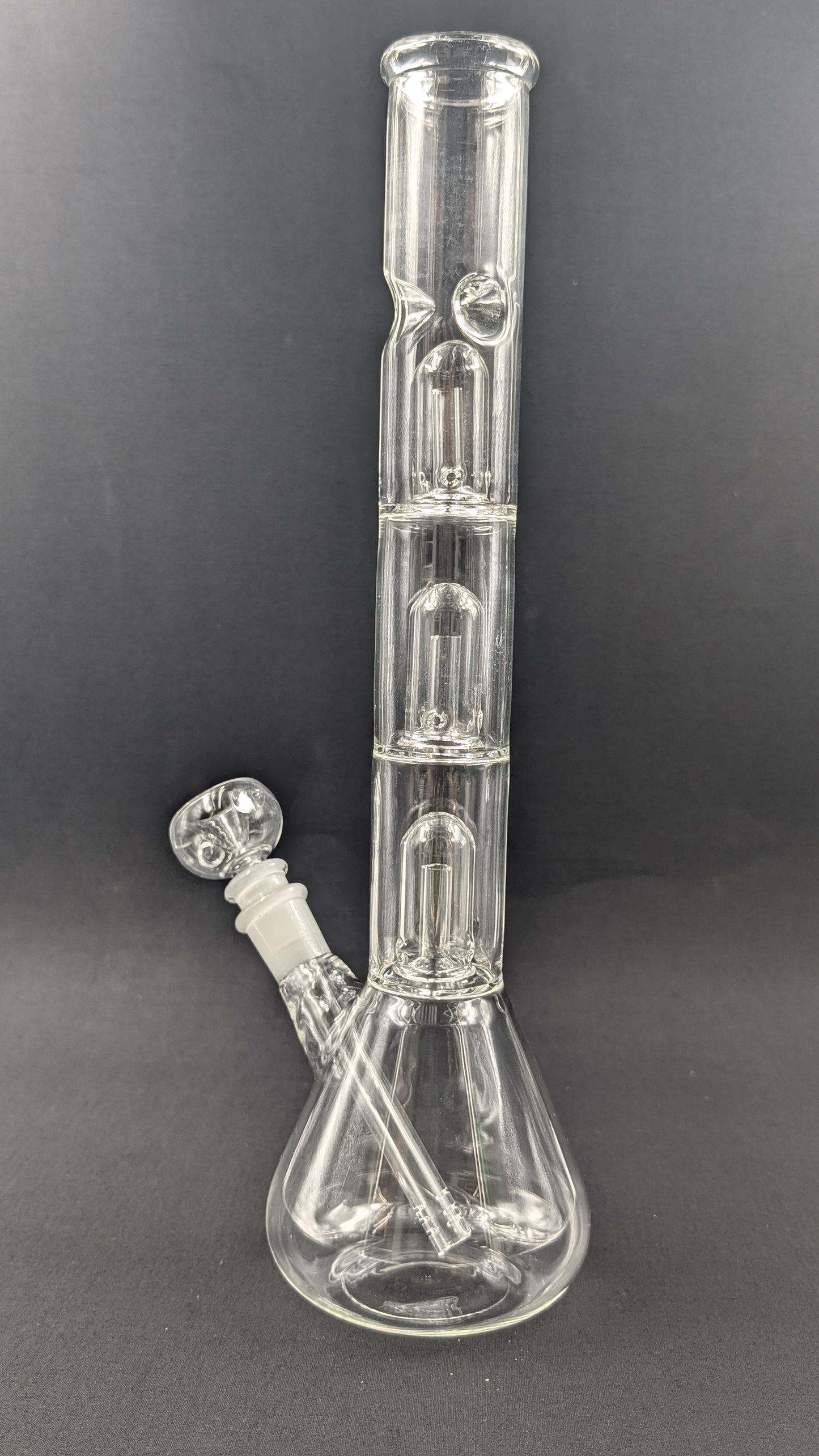 14" Glass Water Pipe Bong Clear Triple Perc + 5 FREE Screens