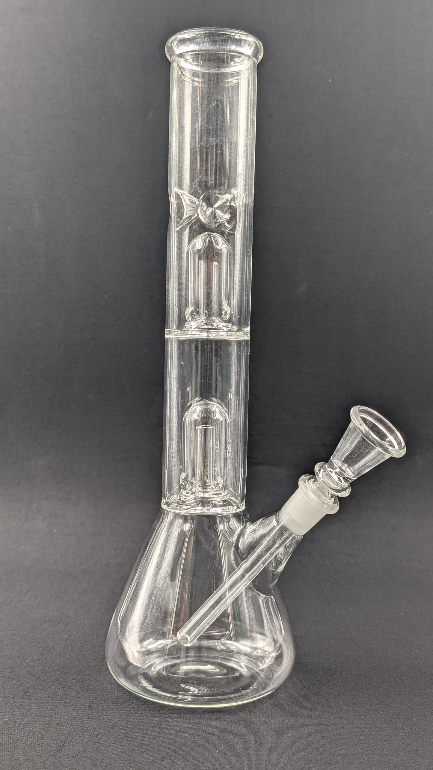 12" Glass Water Pipe Bong Clear Double Perc + 5 FREE Screens