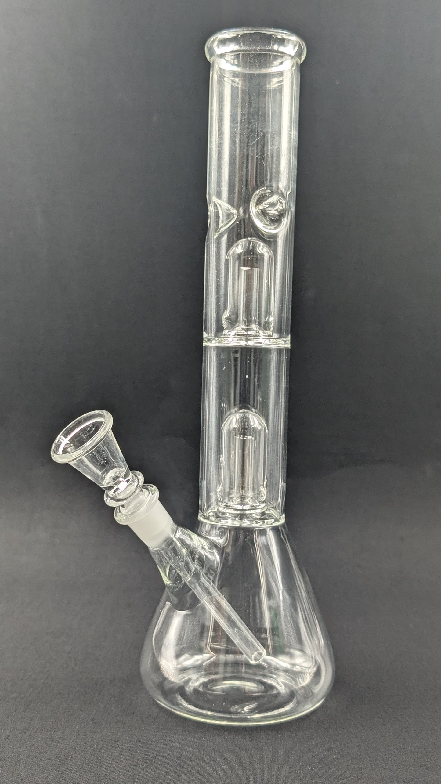 12" Glass Water Pipe Bong Clear Double Perc + 5 FREE Screens