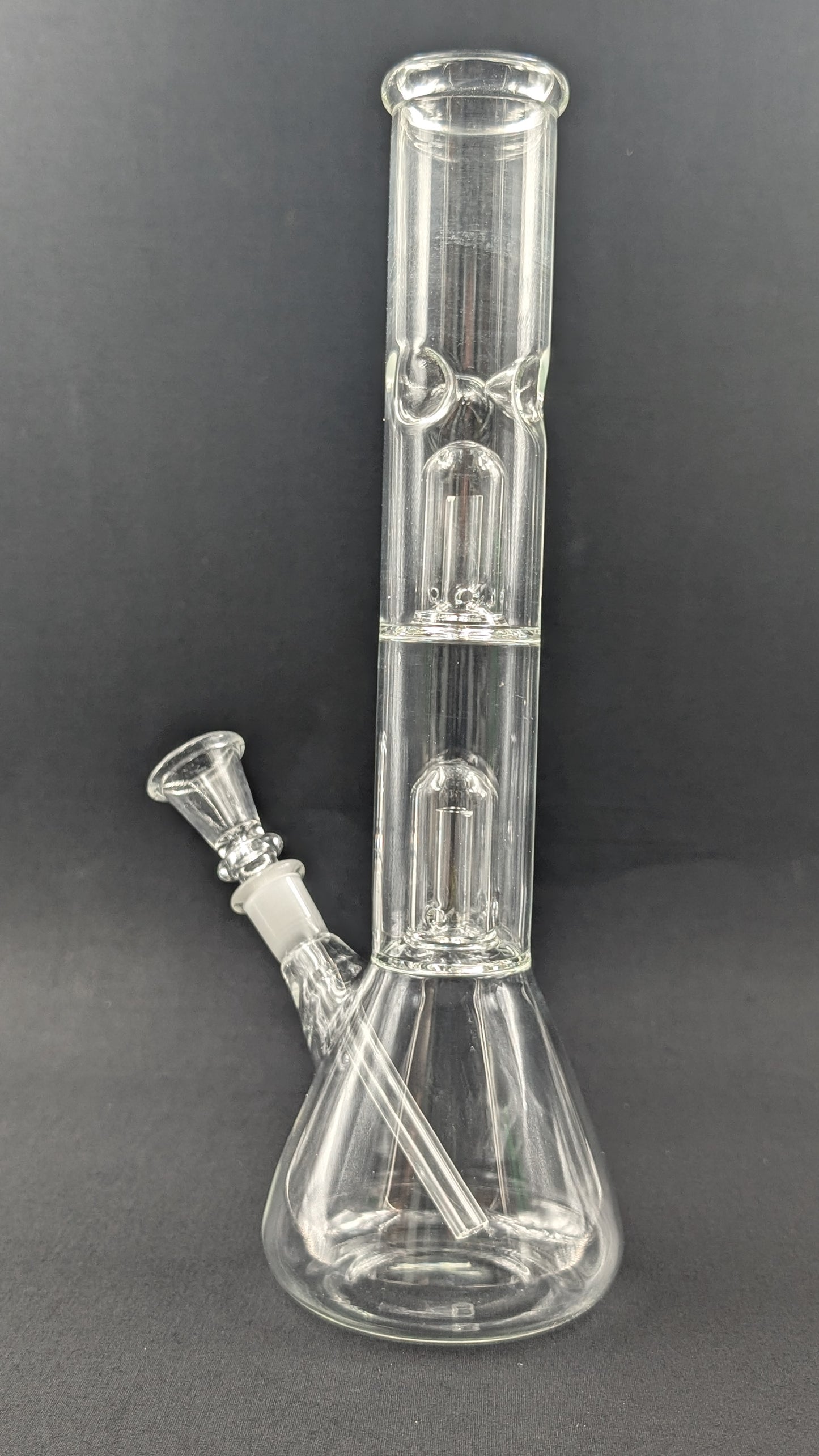 12" Glass Water Pipe Bong Clear Double Perc + 5 FREE Screens